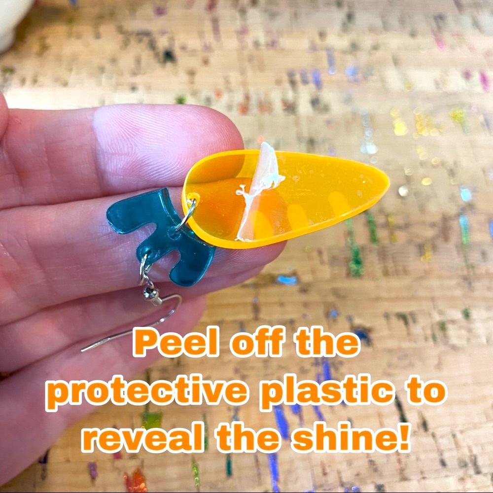 Acrylic Carrot Earrings - Picture 2 of 5